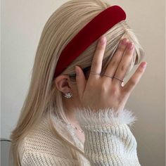 Super Cute And Stylish Ships In 5-10 Business Days Headband Photoshoot Ideas, Red Hairband Hairstyle, Red Headband Hairstyles, Red Headband Outfit, Head Bands Aesthetic, Coquette Headband, Headband Coquette, Padded Headband Aesthetic, Red Headband Aesthetic