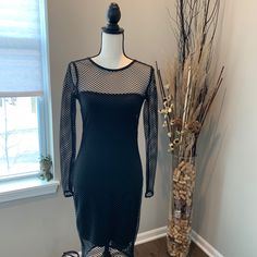 Sale* Victoria Secret (Nwot) Bodycon Party Long Sleeve Dress Size S Color Black Brand New / Never Worn Spring Long Sleeve Mesh Dress For Night Out, Fitted Mesh Dress For Fall Party, Fall Party Knee-length Mesh Dress, Black Fitted Mesh Dress For Party Season, Fitted Black Mesh Dress For Party Season, Black Long Sleeve Mesh Dress For Party Season, Sheer Bodycon Dress For Fall Parties, Fitted Mesh Dress For Date Night In Fall, Spring Stretch Mesh Dress For Night Out