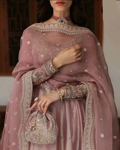 Aesthetic Indian Wedding Outfits, Desi Wedding Clothes, Faiza Saqlain, Pakistani Brides, Silk Churidar, Seashell Pink, Desi Fits, Desi Dress