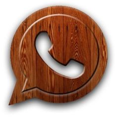 a wooden speech bubble with an image of a phone in the shape of a chat button