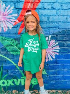 Cute Green T-shirt With Custom Print, Customizable Playful Cotton Tops, Playful Green Tops With Letter Print, Customizable Cute Crew Neck Tops, Customizable Cotton T-shirt In Playful Style, Unisex Green Short Sleeve Tops, Cute Green Crew Neck T-shirt, Cute Green Crew Neck Shirt, Customizable Green Cotton Tops