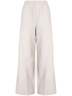 beige mélange effect brushed effect high-waisted elasticated waistband wide leg straight hem Fall High-waisted Wide Leg Pants For Elevated Casual, Trendy Wide Leg Sweatpants For Fall, Beige Relaxed Fit Wide-leg Sweatpants, Beige Relaxed Fit Wide Leg Sweatpants, Loosely Fitted Wide-leg Sweatpants For Winter, Beige Wide-leg Relaxed Fit Sweatpants, Beige Wide Leg Relaxed Fit Sweatpants, Casual Pants With Ribbed Waistband And Straight Hem, Fall Wide Leg Elevated Casual Sweatpants