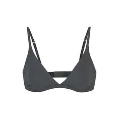 a women's bra top with straps on the front and side, in grey