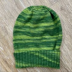 Never Used Hand Knitted Beanie. Beautiful Stitching. Ribbed. No Flaws. Casual Green Knit Knitting Pattern, Green Casual Knitting Pattern, Casual Green Knitting Pattern, Casual Knit Beanie Pattern, Casual Beanie Knitting Pattern, Casual Knit Beanie Knitting Pattern, Casual Knitting Pattern For Beanie, Casual Fitted Hand Knitted Pattern, Knitted Beanie