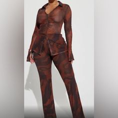 Fashion Nova Carolina Mesh Pant Set. Size-S. New With Tags Stretch Matching Set Pants For Fall, Stretch Pants Matching Set For Fall, Fall Matching Set Fitted Pants, Fall Stretch Pants Matching Set, Fall Stretch Pants With Matching Set, Fitted Fall Pants Matching Set, Trendy Matching Set Bottoms For Night Out, Fall Stretch Bottoms Matching Set, Trendy Matching Set Bottoms For Fall