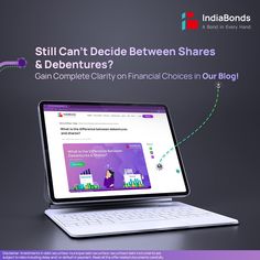 a laptop with the words still can't decide between shares and debts?