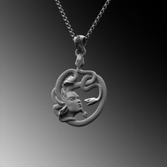 This expertly crafted Silver Medusa Head Pendant necklace casts a spell of captivation on all those who wear it! A bold piece for anyone who loves Mythical Jewelry . Buy for yourself or give it as a gift for that special someone in your life! ★Item Details ◆ Material : 925K Sterling Silver ◆ Pendant Height : 1.37 inch x 3.5 cm ◆ Bail Height : 0.39 inch x 1 cm ◆ Bail With : Suitable for up to  0.19 inch x 5.00 mm Chain ◆ Rolo Chain Thickness : 0.059 inch x 1.5 mm | Foxtail Chain Thickness : 0.078 Medusa Pendant Necklace, Mythical Jewelry, Medusa Jewelry, Medusa Necklace, Gorgon Medusa, Medusa Pendant, Cosplay Jewelry, Head Necklace, Medusa Head