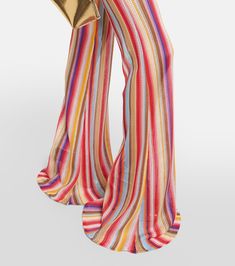 Find MISSONI Striped Low-rise Flared Pants on Editorialist. Material: 100% viscose. Care instructions: dry clean. Made in Italy. Designer color name: Multicolor Red Stripes. Vibrant Wide Leg Spring Pants, Vibrant Wide Leg Pants For Spring, Vibrant Multicolor Long Pants, Multicolor Full Length Summer Pants, Chic Summer Multicolor Wide Leg Pants, Summer Multicolor Stretch Wide Leg Pants, Chic Multicolor Wide Leg Pants For Summer, Multicolor Stretch Wide Leg Pants For Summer, Trendy Multicolor Wide-leg Pants