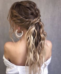 April Hairstyles, Bridemaids Hairstyles, Prom Hairstyles For Long Hair, Homecoming Hair Down, Wedding Hair Inspiration, Wedding Hairstyles For Long Hair, Wedding Hair And Makeup, Homecoming Hairstyles, Ponytail Hairstyles