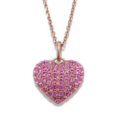 This heart-shaped pendant features a mosaic of pink natural sapphires that vary in shade  creating a subtle ombre effect. Crafted in romantic 14-karat rose gold  this necklace will add a beautiful pop of color to any look. Luxury Pink Heart Pendant Jewelry, Luxury Pink Heart Cut Necklace, Fine Jewelry Pink Heart Charm Necklace, Subtle Ombre, Ombre Pink, Jewelry Cleaning Solution, Platinum Jewelry, Make Your Own Jewelry, Filigree Design