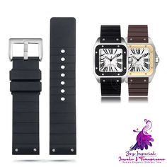 Product information: Product Material: High quality silicone Applicable style: Suitable for Cartier Santos brand watches Interface type: dedicated interface Table buckle type: stainless steel needle buckle Interface size: 20, 23mm Band length: 120+85mm Band thickness: 5-2mm Band color: black Packing list: Watch strap * 1 Cartier Santos, Rubber Watches, Men's Watches, Watch Brands, Watch Strap, Packing List, Product Information, Cartier, Time Piece