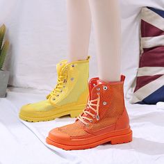 Casual Summer Lace-up Boots, Trendy High-top Summer Boots, Casual High-top Summer Boots, Spring Round Toe Boots For Outdoor Activities, Spring Outdoor Boots With Round Toe, Spring Outdoor Round Toe Boots, Casual Multicolor Boots With Flat Heel, Casual Multicolor Flat Heel Boots, Casual Multicolor Boots For Outdoor