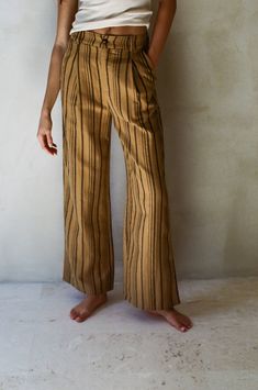 Woven Cotton Striped Wide Leg Pants With Zipper Side And Back Pockets Stripe Pants, Striped Wide Leg Pants, Fashion Capsule, Professional Attire, Striped Pants, Cotton Pants, Woven Cotton, Ladies Boutique, Affirmation Quotes