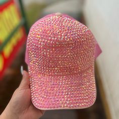 Rhinestone Pink Hat. This Hat Can Be Adjusted. Very Beautiful! Trendy Rhinestone Hats For Spring, Spring Rhinestone Hats, Spring Hats With Rhinestones, Trendy Summer Hats With Rhinestones, Trendy Rhinestone Baseball Cap, Trendy Rhinestone-embellished Cap, Trendy Rhinestone Cap, Trendy Snapback Hat With Rhinestones, Pink Adjustable Baseball Cap For Party