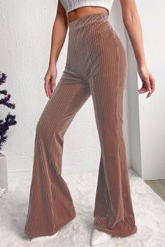 Features: Basic style Sheer: Opaque Material composition: 90% polyester, 10% elastane Care instructions: Machine wash cold. Tumble dry low. Imported Size US Waist Hip Inseam Bottom Length S 4 26.4 35.4 31 41.7 M 6/8 28.7 37.8 31.1 42.1 L 10/12 31.1 40.2 31.2 42.5 XL 14/16 34.3 43.3 31.2 42.9 Flare Corduroy Pants, Corduroy Flare Pants, Pants Model, Bootcut Pants, Corduroy Fabric, Slim Fit Trousers, Trendy Style, Pull On Pants, Slim Waist