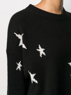 Black cashmere star print sweater from Zadig & Voltaire featuring a round neck, long sleeves, a star print and a relaxed fit. | Zadig & Voltaire Star Print Sweater Print Sweater, Zadig And Voltaire, Printed Sweater, Sweater Black, Curator Style, Star Print, Black Sweaters, Christmas Sweaters, Branding Design