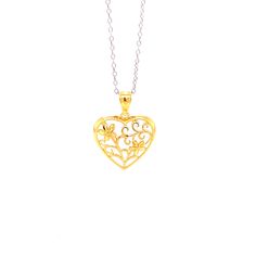 "Beautifully handcrafted Heart Pendant is plated with gold on 925 sterling silver. This makes a fantastic gift choice and will be sure to impress! Sizing: 1\"H x 3/4\"W - Adjustable necklace length from 16 Inches to 18 Inches - Bail Size: 3.5mm - Silver Necklace is included! Heirloom Quality: Each Pendant is handcrafted in California with real gold plated on 925 sterling silver, comes with a \"\"925 SSGP\" quality hallmark stamped on each piece. Stand out from the rest of the crowd with this cle Heart Pendant Necklace Gold, Pendant Necklace Gold, Adjustable Necklace, Flower Heart, Heart Pendant Necklace, Fantastic Gifts, Necklace Length, High Quality Jewelry, Real Gold