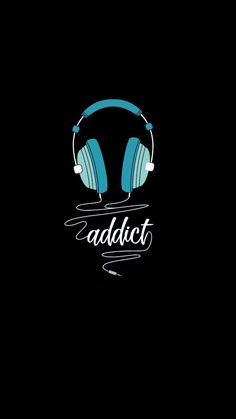 headphones with the word addet on it in white lettering, against a black background