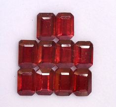 Unused New 6x4 mm Natural Ruby Octagon Cut Calibrated Lot 10 Pcs 8.49 CTS Red Shade Loose Gemstones GF. Ready for Jewelry Setting. Country of Origon: Africa Country of Manufacture:Thailand Shape:Octagon Total Carat Weight (TCW):8.49 CTS Color:Red Transparency:Translucent Brand:SBIGems Gemstone:Ruby Glass Filled Treatment:Glass Filled Length:6 mm Approx Width:4 mm Approx Item No:696754 FREE SHIPPING Worldwide by India Post / DHL eCommerce (ETA 10-21 days). For expedited shipping by UPS/Aramex/Fed Dark Shades, Jaipur India, Unique Gemstones, Natural Ruby, Faceted Gemstones, Oval Cabochon, Semi Precious Gemstones, Jewelry Sets, Loose Gemstones