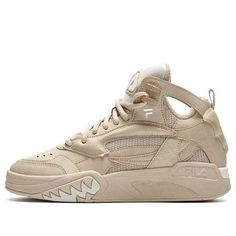 (WMNS) FILA FUSION Desperado We Sneakers 'Beige' T12W243223FTS Casual Cream Basketball Shoes With Rubber Sole, Casual Cream Basketball Shoes For Streetwear, Beige Lace-up High-top Sneakers For Sports, Beige Lace-up High-top Sneakers For Streetwear, Casual Cream Low-top Basketball Shoes, Beige High-top Sneakers With Boost Midsole, Beige Vulcanized Lace-up Skate Shoes, Beige High-top Sneakers For Sports, Beige Vulcanized Lace-up High-top Sneakers