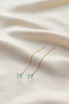 Emphasize your blue eyes! These beautiful, handcrafted, high quality threader earrings are made from gold plated silver and have a genuine green amethyst pendant. They have a beautiful aqua tone (green-blue) that goes great with both green and blue tones. They are delicate and delicate, and also beautiful as jewelry for bridesmaids. Ideal as a special gift for a friend or sister - especially if you have blue eyes! M A T E R I A L Chain: (gold-plated) 925 sterling silver - great for sensitive ear 14k Gold Filled Threader Earrings For Gift, Dainty Drop Threader Earrings For Gift, Dainty Drop Threader Earrings As Gift, Handmade 14k Gold Filled Drop Threader Earrings, 14k Gold Filled Teardrop Threader Earrings As Gift, 14k Gold Filled Long Drop Threader Earrings As Gift, Dainty Handmade Teardrop Threader Earrings, Handmade 14k Gold Filled Threader Earrings As A Gift, Handmade 14k Gold Filled Threader Earrings For Gift