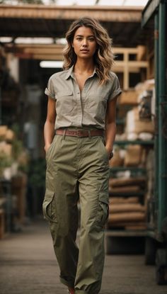 Africa Safari Clothes, Cargo Pants Women Outfit, Zoo Outfit, Cargo Pants Outfit Women, Mode Shoes