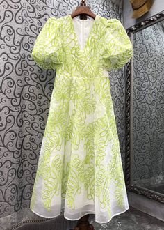 Elevate your wardrobe with our Women's Green V-Neck Embroidered Cotton Mid Dress, perfect for the chic and sophisticated summer season.Fabric: Cotton BlendedSize & Fit:Fit: This garment fits true to size.Length: Size S measures 35.88"from shoulder to hemBust: Great for any cup size. Waist: Loose Fit. Comfortable room throughout midsection.Hip: Loose Fit - room for hips.Hand Wash Cold. French Tea, Mid Dress, Tea Break, Bubble Sleeve, Mid Dresses, Vintage Embroidery, Dress Summer, Embroidered Shirt, The Chic