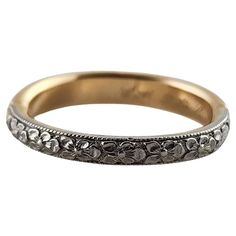 Traub Orange Blossom Antique 18K Yellow Gold & Platinum Etched Wedding Band This beautiful etched wedding band is crafted from 18K yellow gold and platinum and is engraved with " October 14, 1884 CMD to LNT" Ring size: 7.5 Shank: 2.65mm Weight: 2.91 dwt/ 4.53 g Hallmark: PLAT 18K TT Very good condition, professionally polished. Will come packaged in a gift box or pouch (when possible) and will be shipped U.S. Priority Mail Insured. MM091724/17KCS Etched Wedding Band, Orange Blossom Wedding, Wedding Band Engraving, Engraved Wedding, Wedding Board, Orange Blossom, Gold Platinum, Priority Mail, Etching