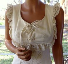 Gunne Sax Style Sundress by A Shaheen Unworn Cream Cotton Summer Dress, Fitted Cream Cotton Dress, Fitted Cotton Cream Dress, Cream Cottagecore Summer Dresses, Tie Corset, Sax Dress, Gunne Sax Dress, Summer Sunshine, Ecru Color