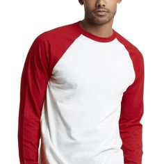 Men's Active Essentials. Top Pro Men's Long Sleeve Raglan Baseball Tee This Sporty, Clean Cut Baseball Tee Features A Two-Tone Contrasting Color Scheme. It Is Made Of Soft And Breathable Cotton Fabric Designed To Keep Up With Your Active Lifestyle. Available In A Variety Of Colors And In Sizes S Thru 3xl. Style: Mbt002 Fabrication: 65% Cotton, 35% Polyester Model Is 6' 1"" Wearing A Us Size Medium. Sorry No Trades. Firm Price. Product Is New With Tags, Direct From Wholesaler. Shipping: Your Orde Sporty Red T-shirt With Raglan Sleeves, White Raglan Sleeve T-shirt For Sports, White Moisture-wicking Shirt For Team Spirit, Team Spirit White Moisture-wicking Shirt, White Team Spirit Shirt For Streetwear, White Moisture-wicking Long Sleeve T-shirt, White Long Sleeve Moisture-wicking T-shirt, Red Cotton Tops For Team Spirit, University Red Moisture-wicking Tops For Sports Events