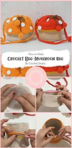 crochet bag - mushroom bag pattern by crochet studio with instructions to make