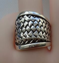 Chunky Silver Ring For Women, Woven Basket Weave Ring ,Adjustable Open Band, Gift For Her Beautiful trendy chunky stackable ring with free organza bag