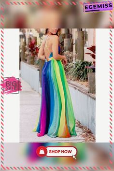 Rainbow Mesh Sling Dress Spring Beach A-line Suspender Dress, Spring Backless Suspender Dress, Spring Backless Sundress Suspender Dress, Beach Season Party Maxi Dress With Tie Back, Summer A-line Maxi Dress With Tie Back, Beach Party Sundress With Tie Back, Beach Season Party Sundress With Tie Back, Summer Evening Multicolor Maxi Dress, Spring Party Sundress Backless