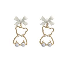 PRICES MAY VARY. Unique design: lovely bear with bow design, full of girlish heart, I believe you will be more attractive when wearing this bear earring Excellent material: bowknot earrings are made of high-quality alloy, non-toxic, nickel-free, hypoallergenic, light and comfortable, and will not burden your ears Occasion: This pearl earring is your fashion accessory. It can be worn with any clothing, suitable for wedding, banquet, school, travel, work, photography or daily wear Perfect gift: bo Anniversary Activities, Drop Earrings Pearl, Work Photography, Teddy Bear Design, Bear Earrings, Sweet Earrings, Jewelry Organizer Storage, Funky Earrings, Earring Stand