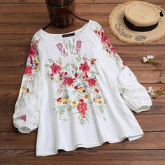 Package included:1 ShirtMaterial:95% Polyester+5% SpandexColors:White,NavySize:S,M,L,XL,2XL,3XL,4XL,5XLSleeve Length:Full SleeveNeckline:O-NeckPattern:Printing, FlowersThickness:ThinDecoration:Lace-upFeatures:Puff SleeveStyle:Leisure,Bohemian,Retro,EuropeSeason:Spring,Summer,AutumnOccasion:Family,Holiday,Employment,Travel Neck Lace, Floral Printed, White Tops, Long Sleeve Shirt, Sleeve Shirt, Floral Tops, Long Sleeve Shirts, Floral Prints, Spring Summer