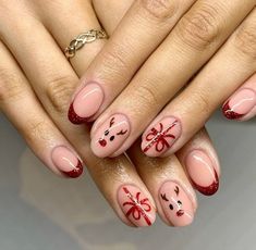 Xmas Nail Designs, Nail Art Noel, November Nails, Cute Simple Nails, Christmas Nails Easy, Christmas Gel Nails, Seasonal Nails