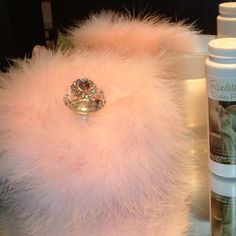 Prosecco Blush By Renditions 6 Oz / 180g Perfumed Dusting Powder In Shaker With Puff And Glass Stand Crisp Pomegranate, Ripe Raspberries, Juicy Citrus, And Spun Sugar Linger Alongside Carnations, Strawberries, And Lush Apricot Blossoms With Base Notes Of Pink Prosecco, Heady Vanilla, And Musk. The Marabou Trimmed Beige Faux Fur Puff Is Accented With A Rhinestone Embellished Handle. It Is Accompanied By A Four-Inch High Glass Stand Featuring A Frosted Finish. Shake Powder Onto The Puff, Apply, Th Perfume Powder, Powder Vanity, Body Powder Puff, Girl Hood, Pink Prosecco, Apricot Blossom, Spun Sugar, Dusting Powder, Body Powder