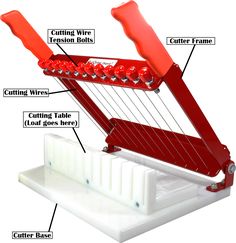 the parts of an electric knife sharper are labeled in red and white, with instructions on how to use it