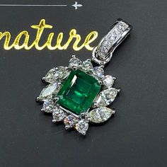 GORGEOUS, SUBSTANTIAL 3.59 TCW, Certified Emerald pendant. UNIQUE DESIGN! ONE OF A KIND THIS MASTERPIECE WAS DESIGNED BY OUR BOUTIQUE AND HANDMADE BY OUR IN-HOUSE GOLDSMITHS. SPARKLING, top green emerald, of a nice size of 2.18 carats, surrounded by 4 large marquise diamonds and 15 round brilliants! Set in 18K solid white gold pendant. Perfect for every occasion! IN CASE OF RETURN FOR US BUYERS. BUYERS MAY SEND THE ITEMS BACK TO OUR US-BASED OFFICE IN SALT LAKE CITY, UTAH Our jewelry are special Gia Certified Marquise Jewelry For Wedding, Gia Certified Marquise Platinum Jewelry, Luxury Diamond-shaped Jewelry With Prong Setting, Luxury Marquise Cut Gemstone Jewelry, Gia Certified Marquise Cut Jewelry For Gift, Elegant Marquise Gia Certified Jewelry, Fine Jewelry With Gia Certified Marquise Cut, Green Marquise Jewelry With Brilliant Cut, Marquise Emerald Jewelry In White Gold