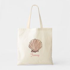 This personalized design features a pink scallop seashell illustration. This adorable tote can be personalized by adding a name in script. The dainty and elegant design of this bag makes it the perfect gift for any girly beach lover. Eco-friendly Personalized Canvas Tote Bag, Personalized Tote Shoulder Bag For Travel, Eco-friendly Personalized Canvas Bag For Travel, Personalized Eco-friendly Canvas Travel Bag, Eco-friendly Personalized Canvas Travel Bag, Personalized Eco-friendly Travel Bag, Customizable Travel Tote Bags, Personalized Eco-friendly Canvas Tote Bag, Personalized Tote Bag For Vacation