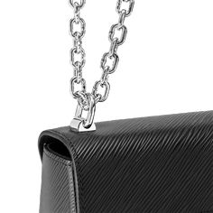 LOUIS VUITTON® - Twist Mm - Black Lv Twist, Bag Collection, Louis Vuitton Official, Bag Luxury, Louis Vuitton Twist, Black Leather Handbags, Chain Bag, New Classic, Chain Bags