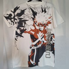 This Is An Officially Licensed Bakugo T Shirt From Funamation My Hero Academia Collection. Brand New Never Worn Crewneck Short Sleeves Tagless 100% Cotton Regular Fit This Tee Is Unisex Sizing I Accept All Reasonable Offers Shipping Same Day Or Next Day Thanks For Looking Happy Shopping! White Anime Print T-shirt For Fans, White Character Print Top With Short Sleeves, White Short Sleeve Top With Character Print, White Sublimation Print Top For Fan Merchandise, White Cotton Shirt For Fan Merchandise, White Cotton Tops For Fan Conventions, White Graphic Tee For Fan Conventions, White Graphic Print Shirt For Fan Conventions, White Casual Anime Print Top