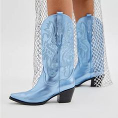 Brand New With Box. Women’s Size 9/40. Retails For $270 Jeffrey Campbell Shoes, Metallic Blue, Jeffrey Campbell, Shoes Heels Boots, Shoes Women Heels, Heeled Boots, Womens Boots, Shoe Boots, Cowboy