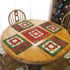 Christmas Dash Table Toper  and placemats pdf Quilted Placemat Patterns, Quilted Table Runners Christmas, Churn Dash Quilt, Table Runner Tutorial, Table Topper Patterns, Christmas Patchwork, Crazy Quilt Blocks, Place Mats Quilted, Fall Table Runners