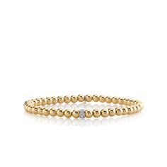 Gold & Diamond Rondelle on Gold Beads – Sydney Evan Modern Gold Jewelry, Yellow Quartz, Bracelets Gold Diamond, Gold Bead Bracelets, Sydney Evan, Moonstone Beads, Diamond Charm, Bezel Diamond, Beaded Jewelry Diy