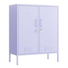 a white cabinet with two doors on each side