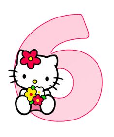 the number six has a hello kitty on it