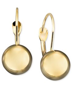 Round out your look with these versatile ball leverback earrings crafted in 10k gold. Approximate drop: 3/4 inch. Macy's Drop Earrings For Pierced Ears, Macy's Formal Earrings For Pierced Ears, Macy's Polished Round Earrings, Formal Earrings From Macy's, Macy's Gold Drop Earrings, Gold Earrings From Macy's, How To Clean Diamonds, Leverback Earrings, Earring Crafts