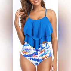 Womens Tankini Swimsuits Ruffled Tank Top Tummy Control Floral Modest Swimwear High Waisted Bikini Two Piece Bathing Suits High Waisted Bathing Suits, Swimsuit Pattern, Tankini Swimsuits For Women, Swimwear High Waisted, Womens Tankini, Printed Tankini, Modest Swimwear, Ruffle Swimsuit, Tankini Set