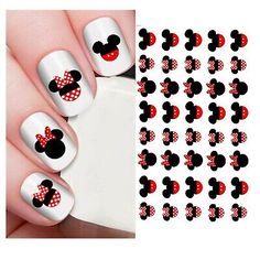 Minnie Mouse Nail Art, Disney Nail Decals, Disney Nail Designs, Mickey Mouse Nails, Minnie Mouse Nails, Mickey Nails, Disney Nail, Nail Art For Kids